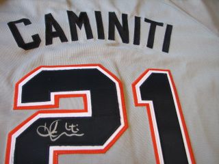 Ken Caminiti Signed Global Authenticated Padres Road Baseball Jersey 
