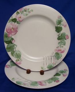 Pfaltzgraff Cape May Pink Flower Fence 2 Dinner Plates