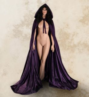   Purple Hooded Velvet Cloaks Gothic Costume Party Larp Sca Capes S XXL