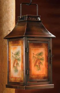 New in Box Pinecone Pine Cone Rustic Lodge Candle Lantern