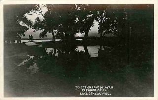 Lake Geneva Wisconsin Wi 1940s Real Photo Postcard Eleanor Camp Lake 