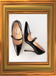 Manolo Blahnik Campari Patent Leather Mary Jane Shoes 8