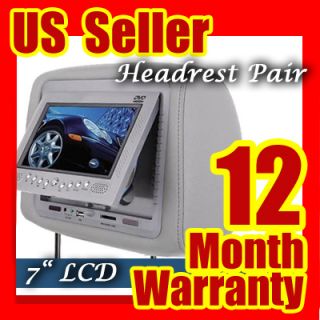 LCD Headrest Car Video TV Monitor DVD Player IR