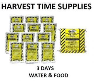 3600 Calorie Food Bar 12 Water Pouch 3 Day Survival Emergency Bug Out 