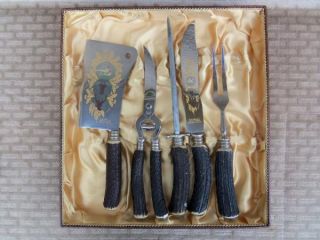 solingen germany 5pc carving set horn handles stainless steel blades