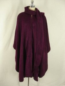   poncho PERU sweater cape 100% Alpaca plum purple Camargo plus one size