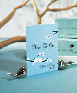   Love Bird Place Menu Card Table Sign Holders w Sliver Finish