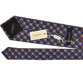 NEW w. tag CANALI tie, blue   white orange brown discount silk men 