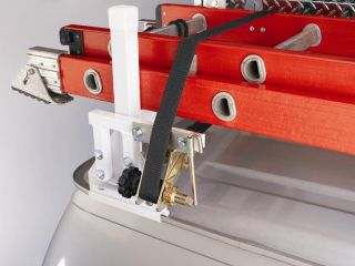 Rack Strap Ratcheting Tie Down System for Ladders and Other Cargo 