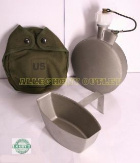 US Army Military 3pc Arctic Canteen w Cup Cover Nice