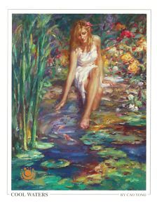 Cao Yong Postcard Art Cool Waters Romantic Garden Lady