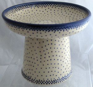  Polish Pottery Classy Cat Dog Pet Wet Canned Food Dish Bowl Misty Blue