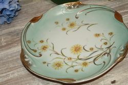 Antique Porcelain Cabinet Plate Yellow Daisies Gilt Rim