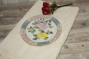 Made in Japan Cabinet Plate Pastel Flowers Yellow Pinks