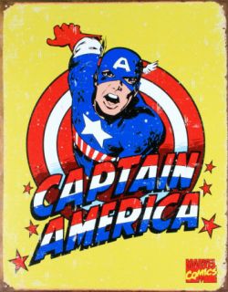   BUYING A BRAND NEW, RETRO STYLE, CAPTAIN AMERICA METAL/TIN POSTER