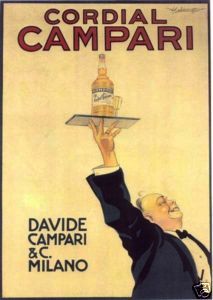 Campari Waiter Vintage Poster Image on Cloth Canvas