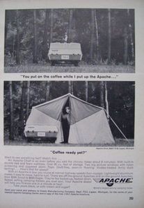 1963 Ad Apache Tent Camping Trailer Pop Up camper Chief $525 in 63 
