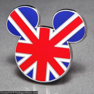  Pins Badge 2012 London England UK Mickey Mouse Ears Union Jack Flag 