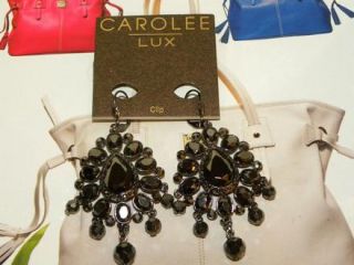 Carolee Lux Earrings Jet Crystal Drop Metal Tone Earrings  on 