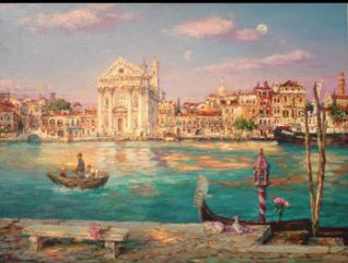 Cao Yong Across The Canal 18x24 Signed He Giclee Canvas