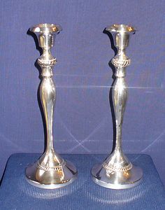 Pair of Matching Antique Silverplate Candlesticks
