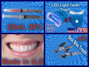 USA 36% Carbamide Peroxide 20ml Teeth Whitening Gel +LED BLUE LIGHT 