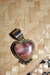 Purple Spiny Oyster Heart Pendant Set in Sterling Silver