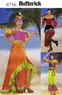 Carmen Miranda Costume Latin Dress Pants Top Skirt Headpiece Sewing 