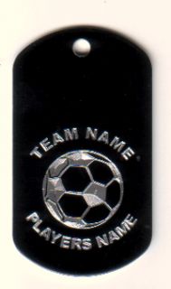 Your Team & Players Name with Soccer Ball Engraved Dog Tag with Chain