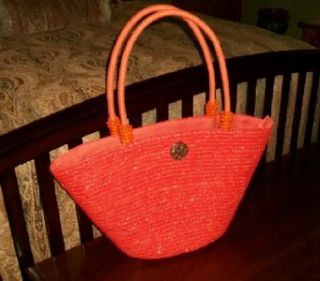 New CAPPELLI BRIGHT ORANGE Lined STRAW Beach BAG~PURSE~TOTE~EXTRA 