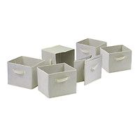 New Capri Set of 6 Foldable Beige Fabric Storage Baskets Bins