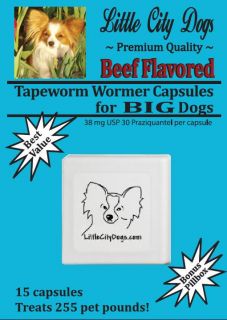 Supersized” Beef Flavored Tapeworm Wormer for Big Dogs