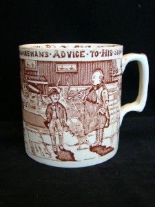 Vintage Oversized Motto Mug Transferware Father Advice to Son British 