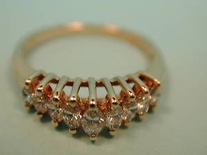 14k Gold Ladies Marquise 9 Stone Diamond Ring 1 4 Caret
