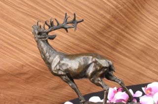 Large Original Reindeer Caribou Bronze Sculpture Figure Statue 