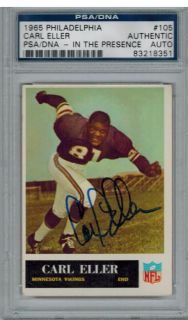 PSA DNA Carl Eller Signed Vikings 1965 Philadelphia Rookie RC Card 105 