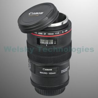 Canon Lens Mug Cup EF Macro 100mm Thermos Stainless Steel Insulated 