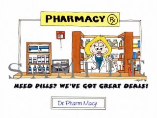 Personalized RX Pharmacist Pharmacy Cartoon Free Mini