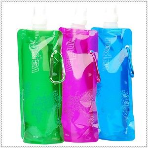    Collapsible Foldable Reusable Water Bottles with Carabiners 480ML