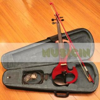   Violin Silent Pickup Basswood Ebony Violin Pegs Fingerboard Red