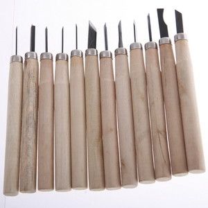 Set Wood Carving Hand Chisels handles Tools Kit For hobbyists artists 