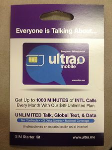Official Ultra Mobile SIM CARD Activation and Welcome Kit for 