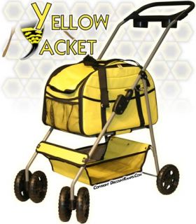 Yellow Folding Dog Stroller Carrier Pet Strollers Dogs PS 08 Yellow 