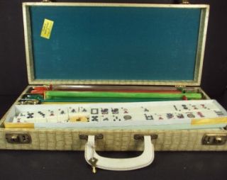 Vintage Cardinal mAh Jongg Mahjong Bakelite 153 Tiles Rracks Original 