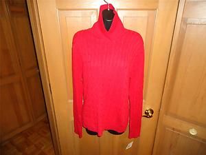 Liz Co Womens Red Shawl Collar Sweater Size XL New with Tags