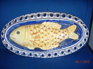 Vintage 1970s Art Pottery Studio Ceramic Fish Mold for Wall Hanging 