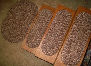 13 Braided Rug Stair Treads Carpet Set Steps Earth Browns Camel Tan 