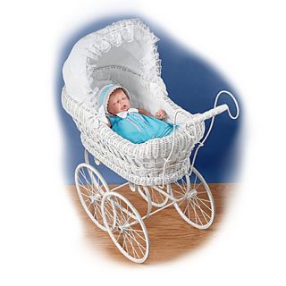   White Victorian Style Wicker Baby Doll Carriage Baby Doll Accessories
