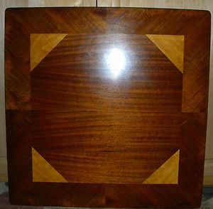 Vtg Antique CASTLEWOOD Wood Inlay Folding Card Table BRIDGE CRAFT GAME 