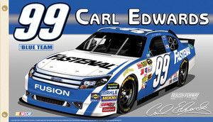 Carl Edwards Blue Team 2012 NASCAR Fastenal 99 3 by 5 Banner Flag 